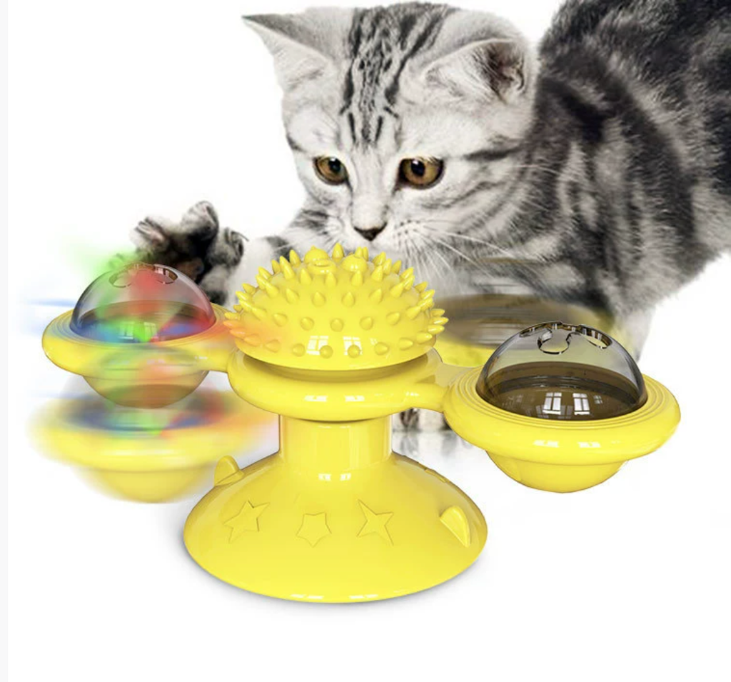 Cat Entertainment Set — Interactive Rotating Disk, Feather Teasers, Tumbler & Windmill Toy