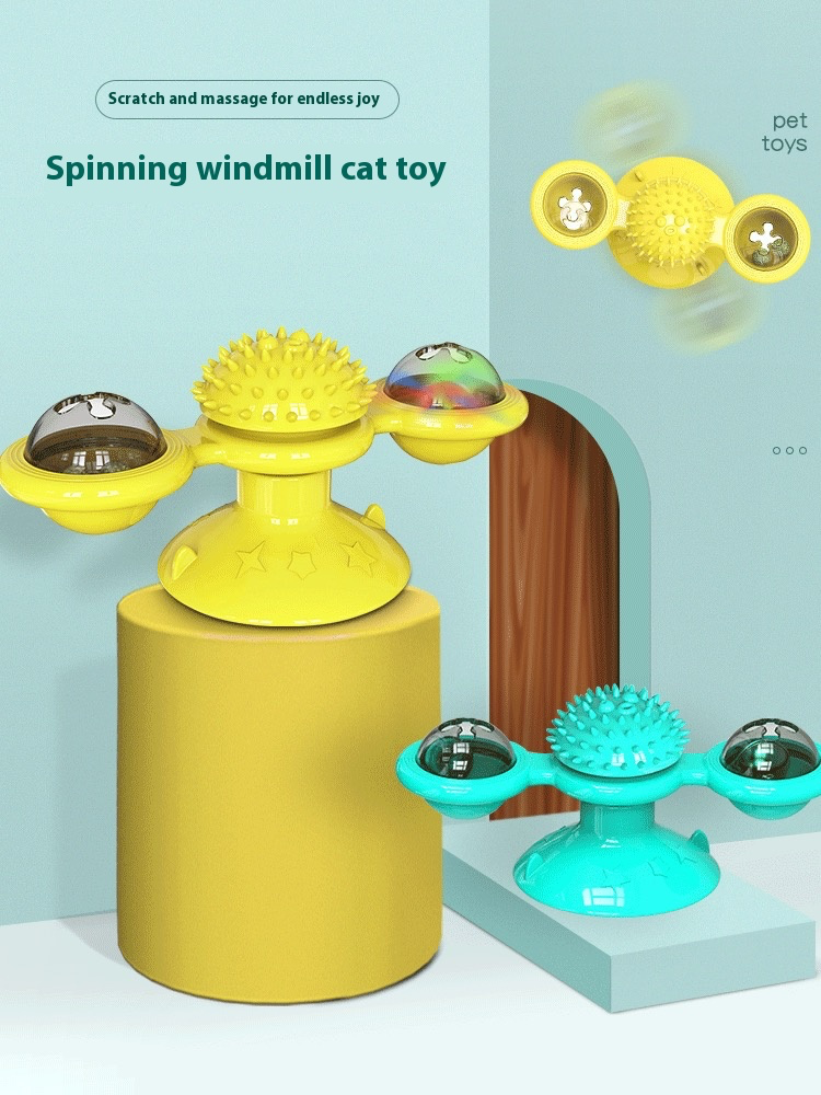 Cat Entertainment Set — Interactive Rotating Disk, Feather Teasers, Tumbler & Windmill Toy