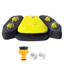 Automatic Dog Water Fountain Step-On Sprinkler with 4 Shower Balls, 2 Outlet Sizes & Inlet Connector — Blue or Yellow