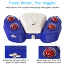 Automatic Dog Water Fountain Step-On Sprinkler with 4 Shower Balls, 2 Outlet Sizes & Inlet Connector — Blue or Yellow