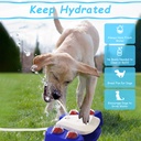 Automatic Dog Water Fountain Step-On Sprinkler with 4 Shower Balls, 2 Outlet Sizes & Inlet Connector — Blue or Yellow