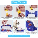 Automatic Dog Water Fountain Step-On Sprinkler with 4 Shower Balls, 2 Outlet Sizes & Inlet Connector — Blue or Yellow