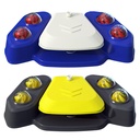 Automatic Dog Water Fountain Step-On Sprinkler with 4 Shower Balls, 2 Outlet Sizes & Inlet Connector — Blue or Yellow