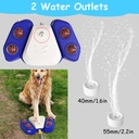 Automatic Dog Water Fountain Step-On Sprinkler with 4 Shower Balls, 2 Outlet Sizes & Inlet Connector — Blue or Yellow