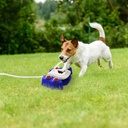 Automatic Dog Water Fountain Step-On Sprinkler with 4 Shower Balls, 2 Outlet Sizes & Inlet Connector — Blue or Yellow