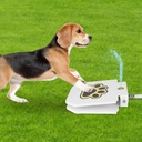 Step-On Outdoor Dog Water Fountain with Paw Pedal, 1m Hose & 2-Way Splitter — Iron + Plastic, White (Medium/Large Dogs)