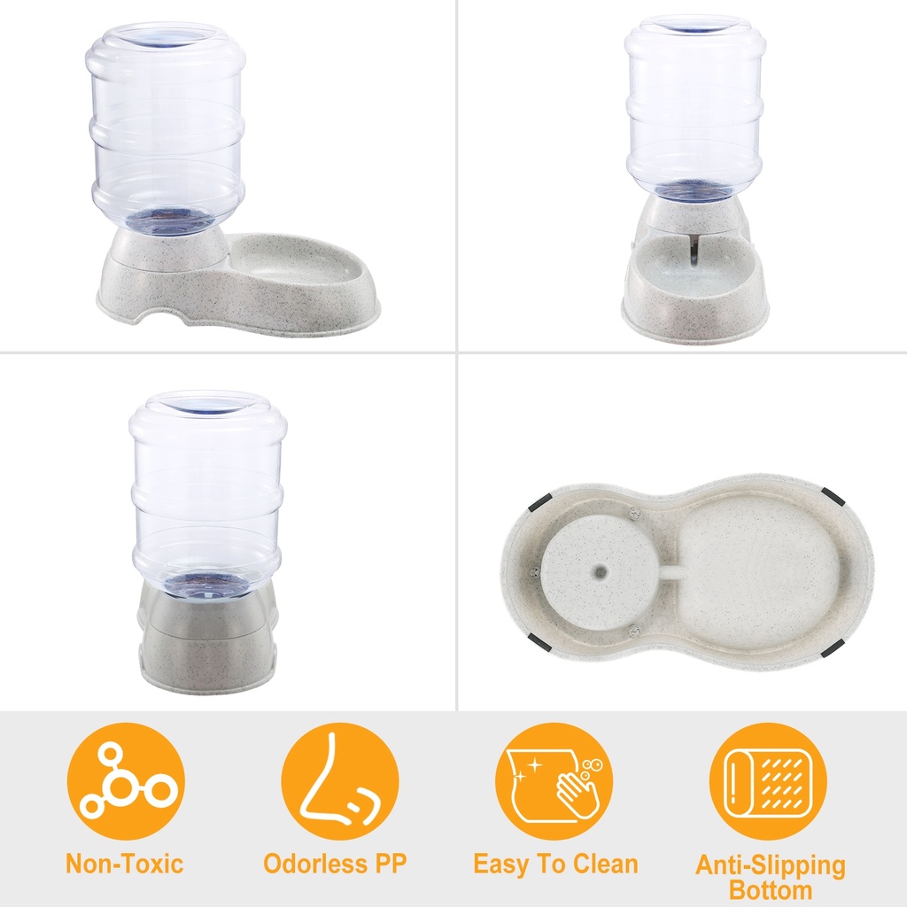 3.5L (1 gal) Gravity Pet Water Dispenser — Self-Dispensing Automatic Waterer for Cats & Dogs, Food-Grade PP, Anti-Slip Base