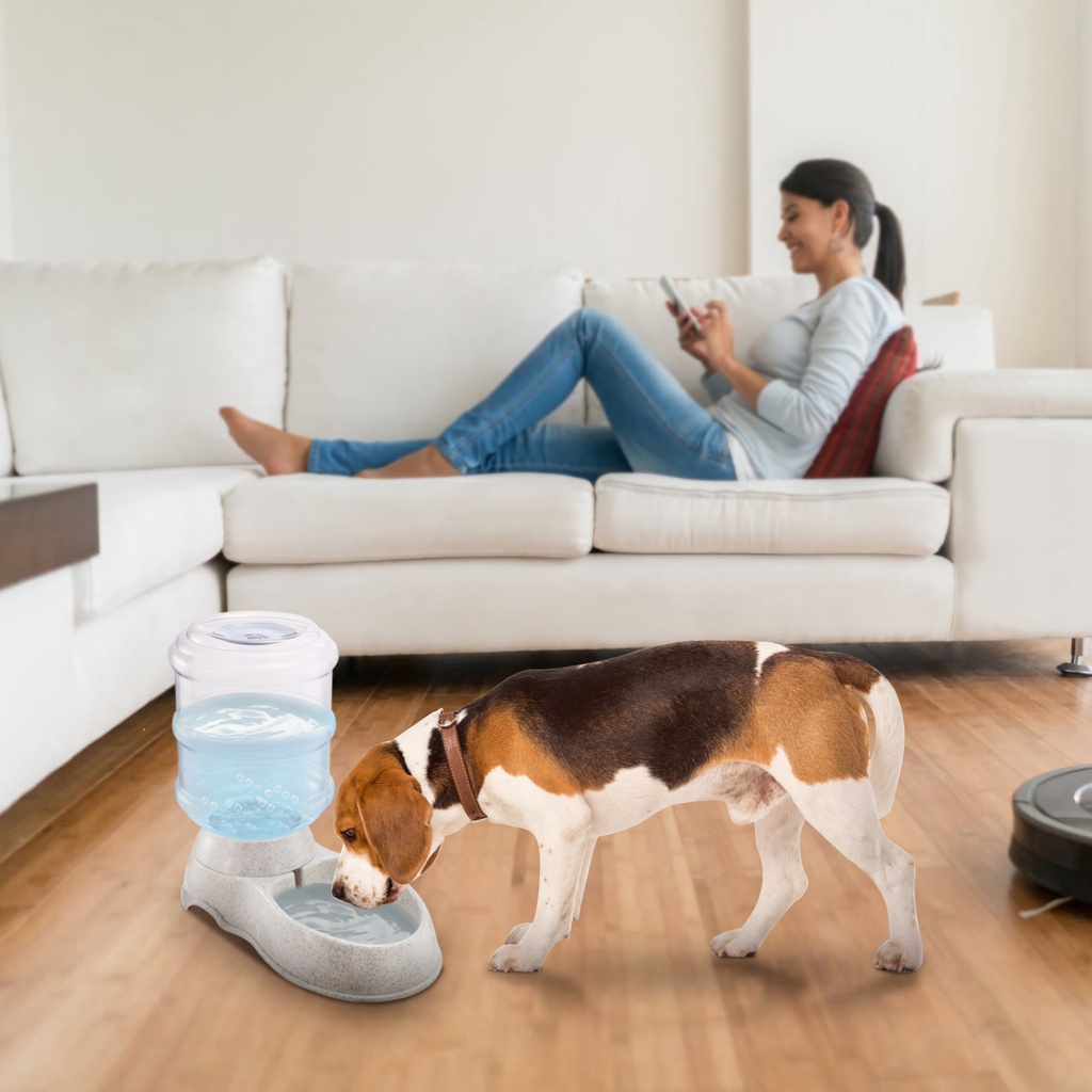 3.5L (1 gal) Gravity Pet Water Dispenser — Self-Dispensing Automatic Waterer for Cats & Dogs, Food-Grade PP, Anti-Slip Base