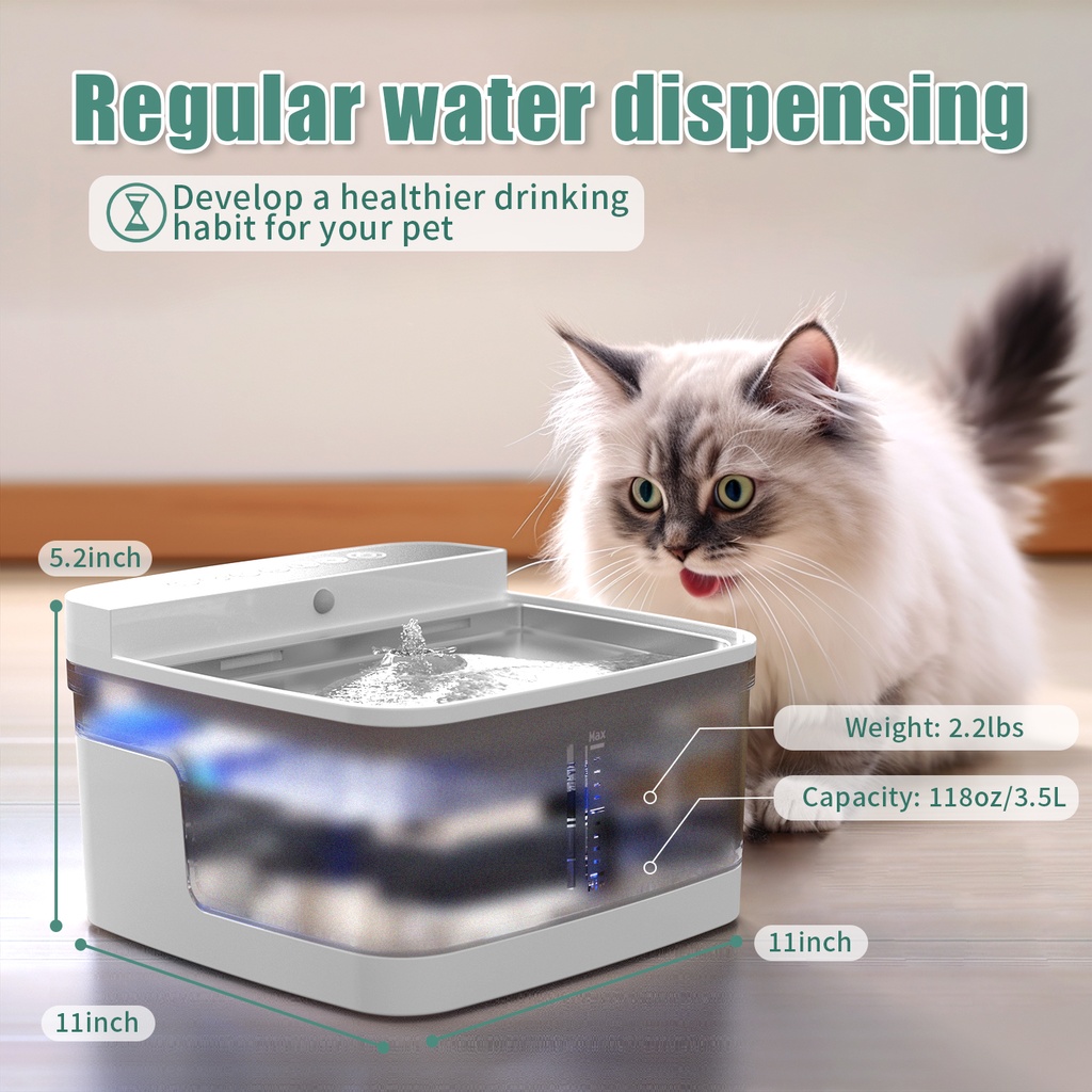 Pet Water Dispenser - Removable Reservoir & Bowl, Durable Plastic Waterer for Cats & Dogs - SKU CJGY2108505