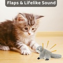 PROKEI Rechargeable Touch-Activated Flapping Squirrel Cat Toy – Plush Detachable Shell, USB Charge, Lifelike Interactive Indoor Chase Toy