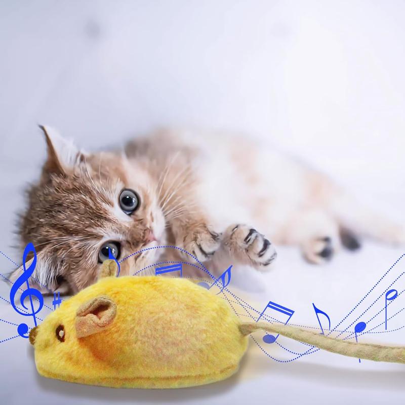 USB Rechargeable LED Moving Cat Mouse Toy with Chirping Sounds & Feather Tail — Automatic Interactive Toy for Indoor Cats