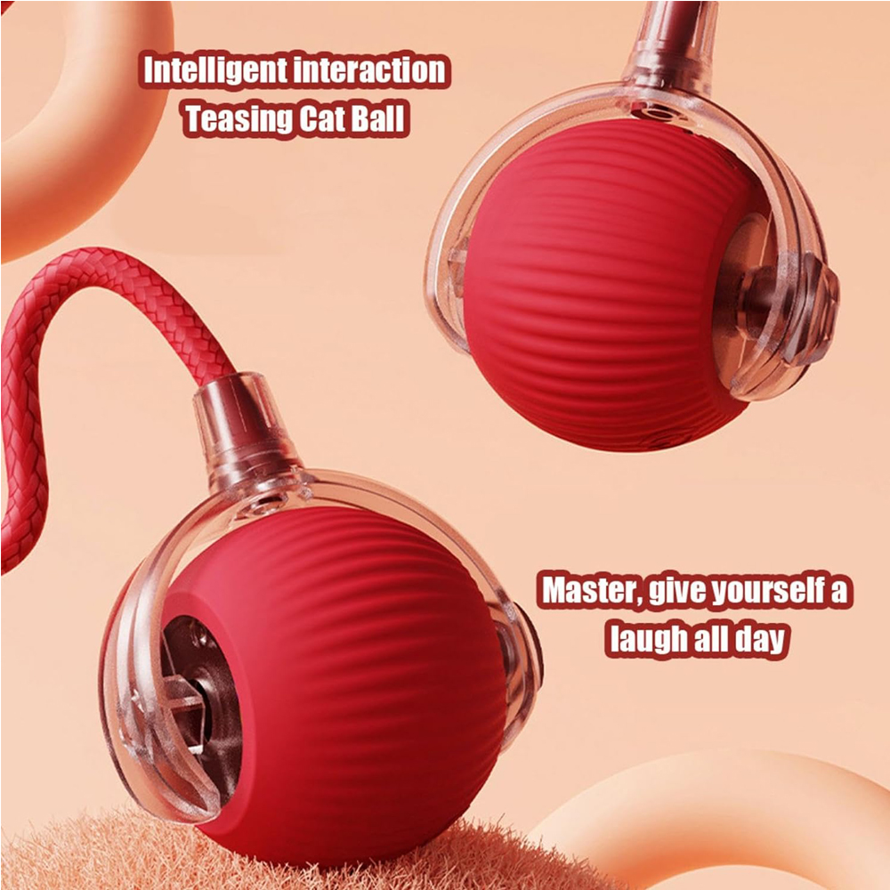 Interactive Rolling Cat Ball — Motion-Activated Rechargeable Toy with LED Lights, 2 Play Modes, Silicone/ABS, IP54