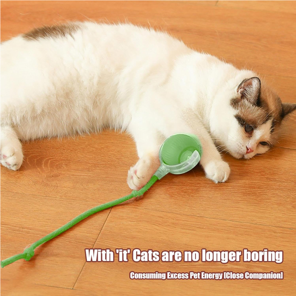 Interactive Rolling Cat Ball — Motion-Activated Rechargeable Toy with LED Lights, 2 Play Modes, Silicone/ABS, IP54