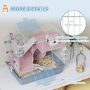 Hamster Cage, 3-Tier Small Animal Cage with Exercise Wheel, Food Bowl, Water Bottle, House, Tunnels, Ramps