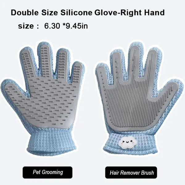 2-in-1 Pet Grooming Glove - Double-Sided Deshedding & Massage Brush For Cats Or Dogs, Removes Loose Hair From Fur & Furniture, Ultra-Soft Easy-Clean Mitt-single Glove