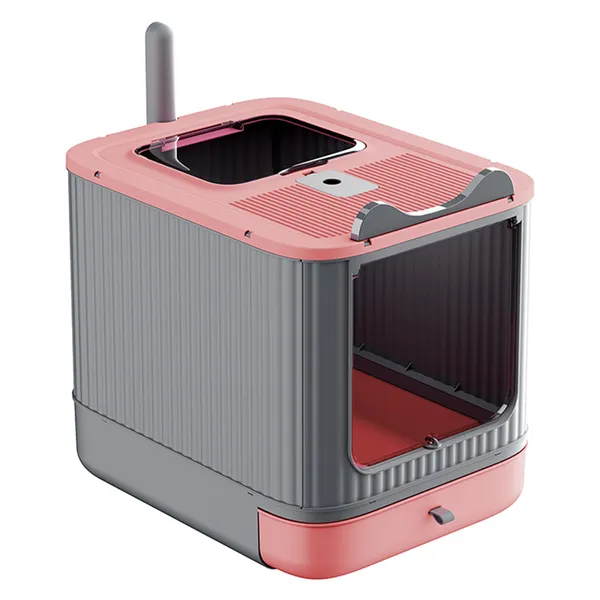 Elf Cat Litter Box, Dual-Entry Fully Enclosed, Odor-Free, Modern White, Easy Clean Drawer Tray