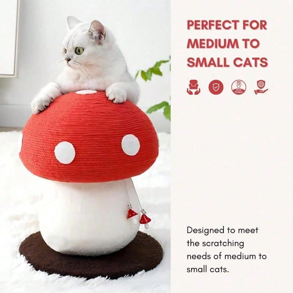 Mushroom Cat Scratching Post Unique Design, Sisal Wrapped, Ideal For Medium And Small Cats, No Assembly Required Cat Stuff Cat Tree Tower Cat Toys