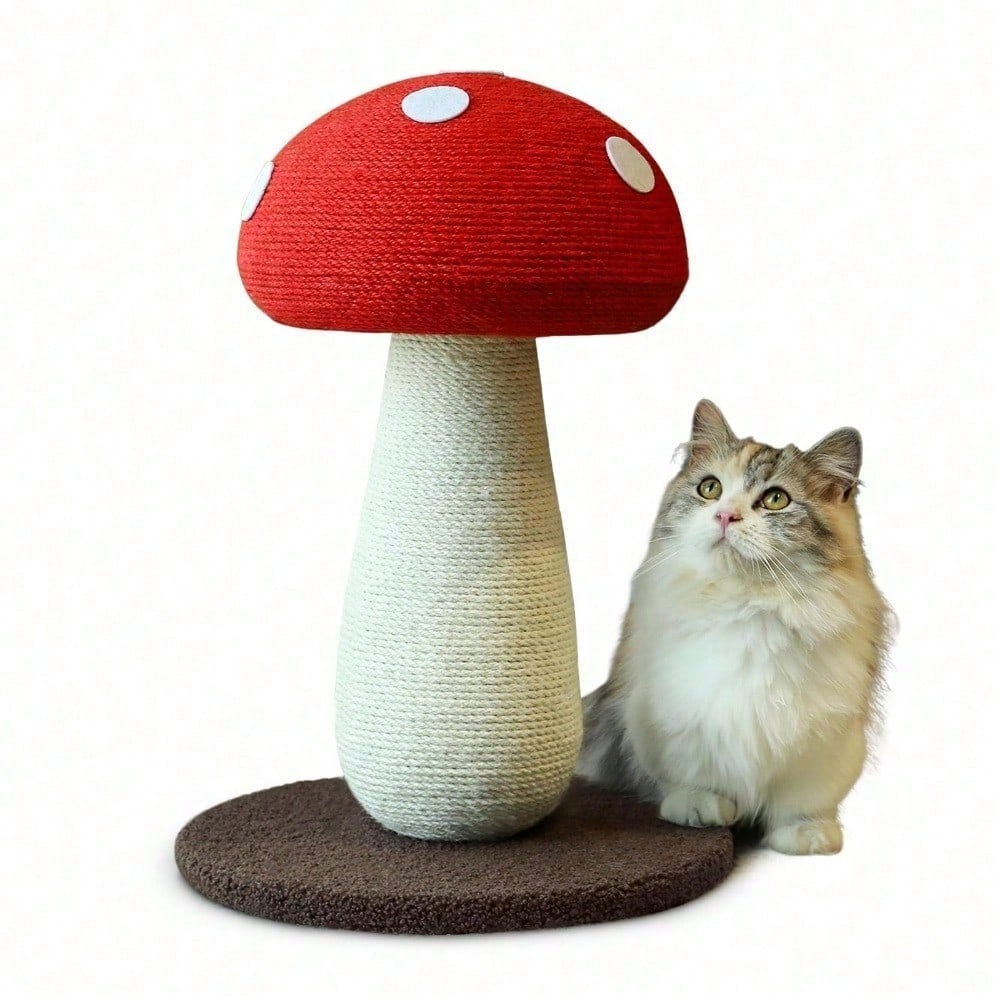 Mushroom Cat Scratching Post Unique Design, Sisal Wrapped, Ideal For Medium And Small Cats, No Assembly Required Cat Stuff Cat Tree Tower Cat Toys