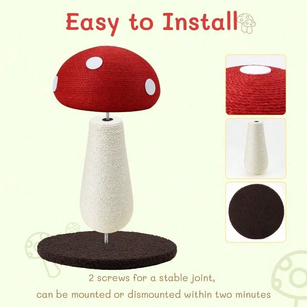 Mushroom Cat Scratching Post Unique Design, Sisal Wrapped, Ideal For Medium And Small Cats, No Assembly Required Cat Stuff Cat Tree Tower Cat Toys