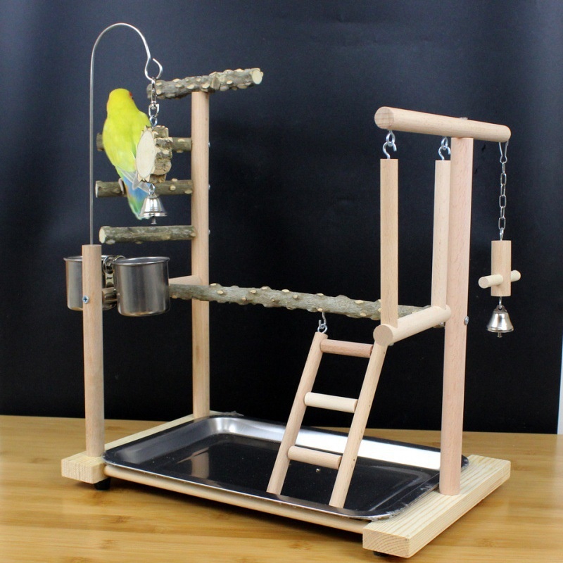 Parrot Toys Tiger Skin Peony Bird Stand Xuanfeng Xiaotai Stand Pepper Wooden Stand Sub-stand Pole