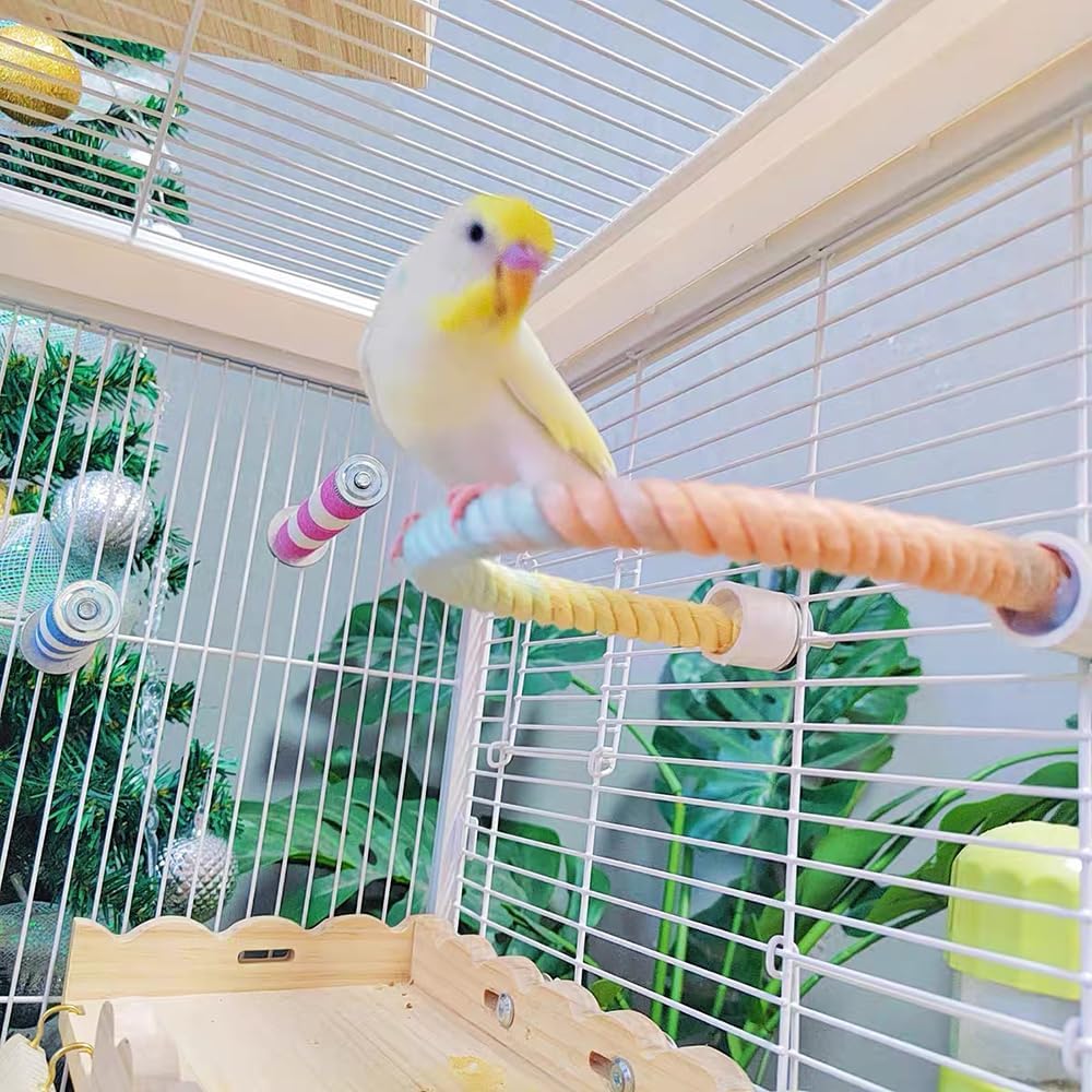 Gradient Colorful Bird Rope Perch Stand For Bird Cages Bendable Climbing Rope Cage Accessory Toy For Cockatiel Parakeet Sugar Glider