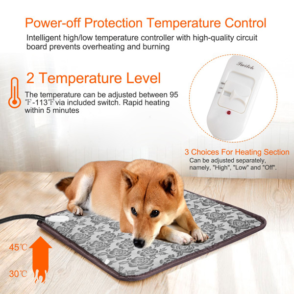 Pet Heating Pad, Waterproof Adjustable Warm Blanket, With Anti Bite Steel Rope Box