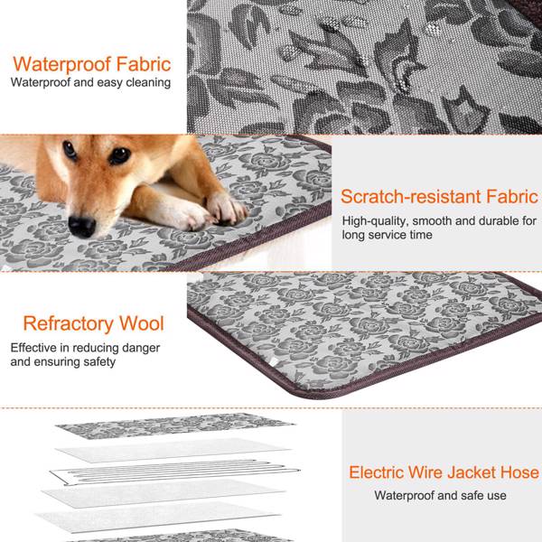 Pet Heating Pad, Waterproof Adjustable Warm Blanket, With Anti Bite Steel Rope Box