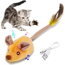PETBOXIE - Moving Mouse Cat Toy LED Lights, Chirping Sound, Feather Tail, USB Rechargeable