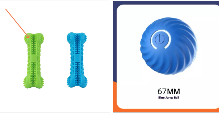 [PBX-V-000100] Pet Dog Rubber Ball Toys For Dogs Resistance To Bite Dog Chew Toys Puppy Pets Dogs Training Products Set 4 (Blue Jumping Ball)
