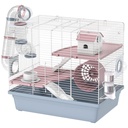 PETBOXIE - 3-Tier Hamster Cage with Exercise Wheel, Food Bowl, Water Bottle, House, Tunnels & Ramps | 18.9" x 12.6" x 16.6", Blue
