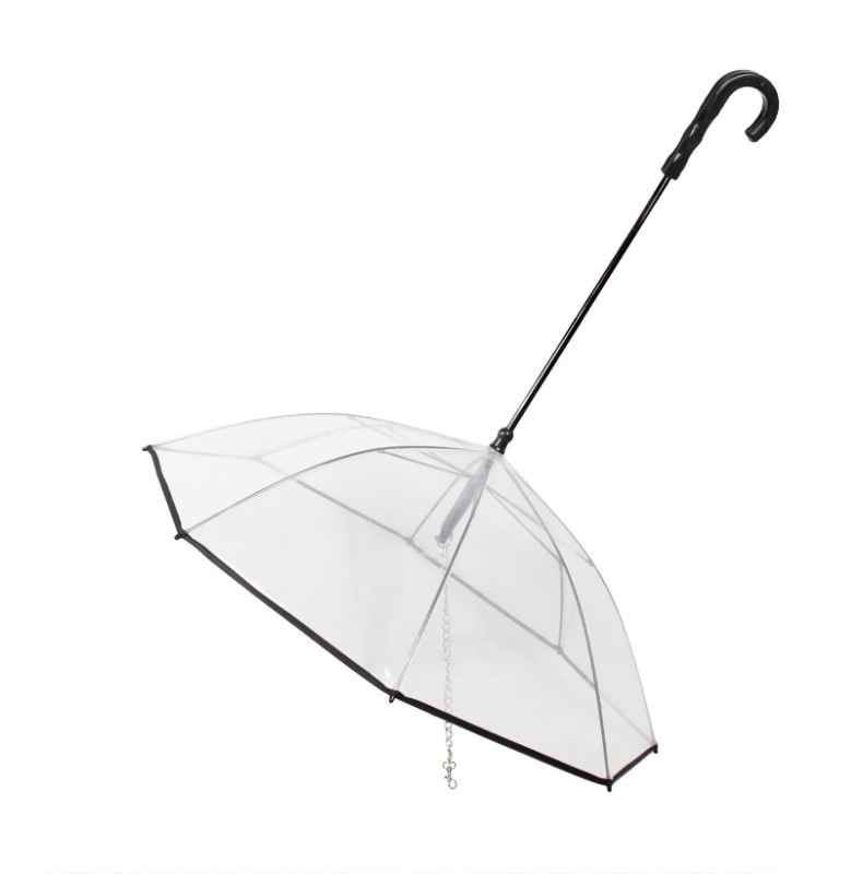 [PBX-T-004639] Dog's Transparent Umbrella With Traction Chain Removable Umbrella Pet Products Transparent