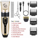 PETBOXIE - Pet Hair Clipper Quiet Ceramic Blade, 5-Speed + 4 Guard Combs, 8200 RPM, 10 Styles