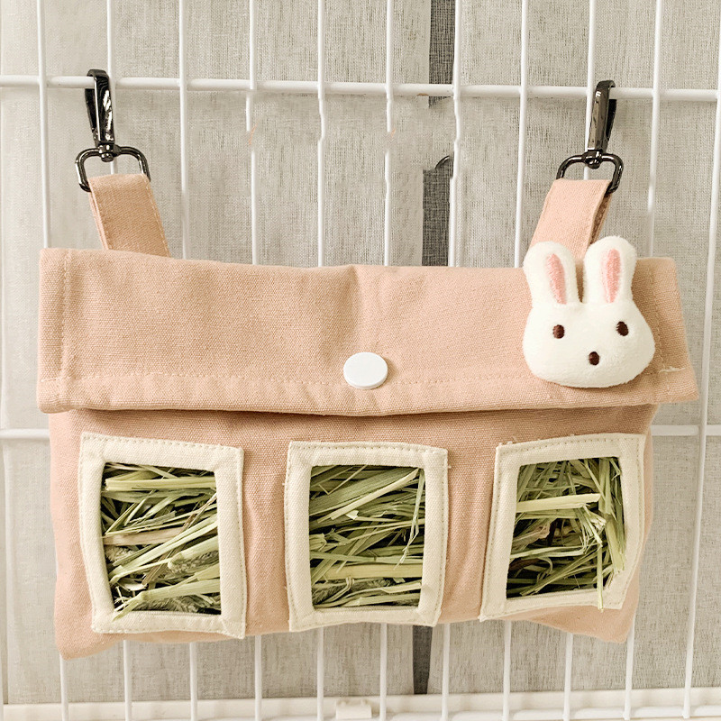 PETBOXIE - Rabbit Canvas Foraging Straw Bag Chew-Safe Enrichment Toy, 4-Layer Bite-Resistant Mouth, Small & Large, 5 Colors