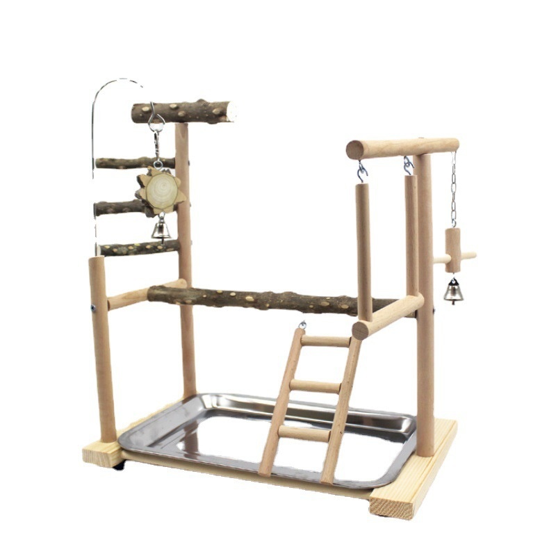 PETBOXIE - Natural Pepper Wood Parrot Perch Stand, Multi-Level Bird Training Stand, Safe Chew Wood, 1.22 lbs