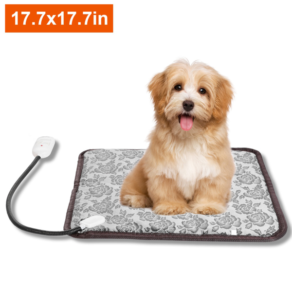 [PBX-T-004664] PETBOXIE - Electric Pet Heating Pad Waterproof, Dual Temp Control & Anti-Chew Steel Cord, 17.7x17.7 in