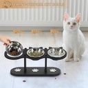 PETBOXIE - Elevated Dog & Cat Feeder Adjustable Wooden Stand, ABS Bowls + Grinding Plate, Posture-Support Design